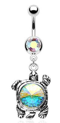Belly Button Ring Navel Solitaire Turtle Jewelry Dangle 14 Gauge