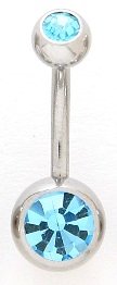 Belly Button Ring double gem Swarovski Navel Ring