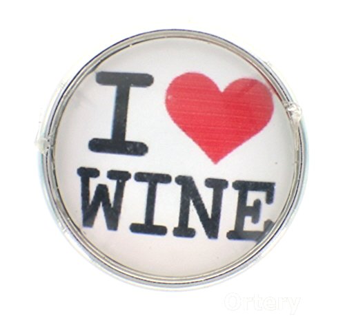 18mm Snap Charm Button Interchangeable Jewelry I love wine heart