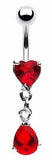 Belly Button Ring Navel Heart Teardrop Body Jewelry 14 Gauge