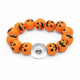 Halloween Pumpkin Spider Handmade Wood 18mm Snap Button Bracelet For Boys Girls
