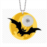 Halloween Ghost Cat Pumpkin Acrylic Print 18mm Snap Button Necklace