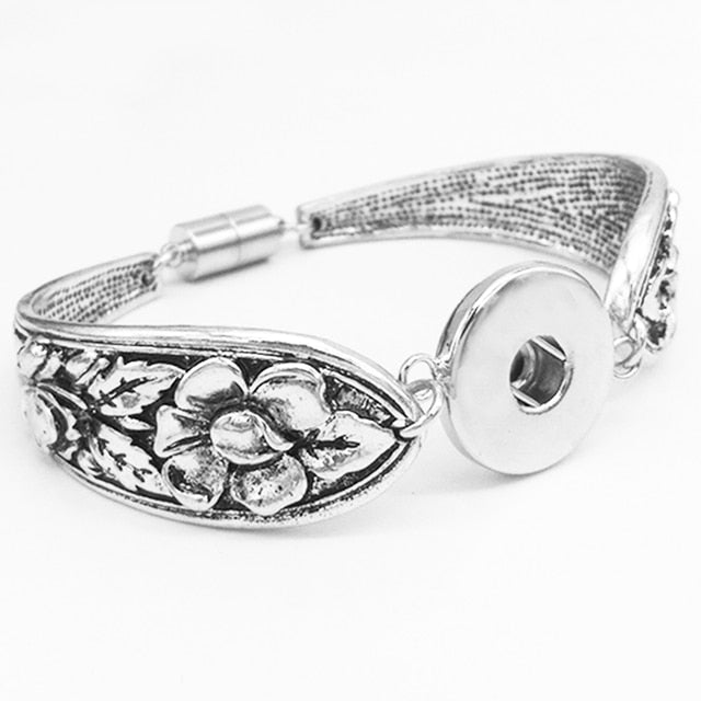 Snap Button Bracelet  | Women Snap Button Bracelets - 18mm Flower