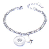 Metal Stainless steel 18mm snap button chain bracelet Love