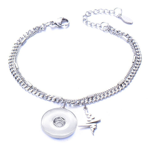 Metal Stainless steel 18mm snap button chain bracelet Love