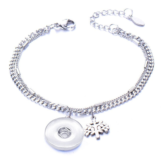 Metal Stainless steel 18mm snap button chain bracelet Love