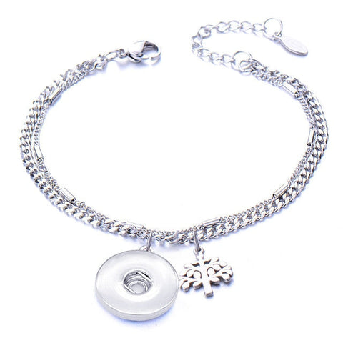 Metal Stainless steel 18mm snap button chain bracelet Love
