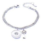 Metal Stainless steel 18mm snap button chain bracelet Love
