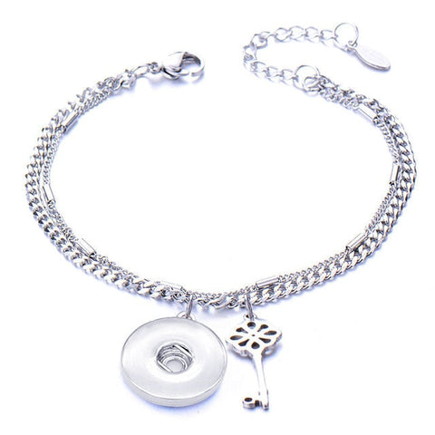 Metal Stainless steel 18mm snap button chain bracelet Love