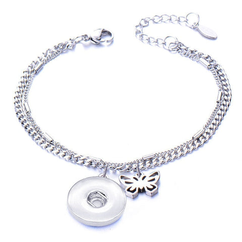 Metal Stainless steel 18mm snap button chain bracelet Love