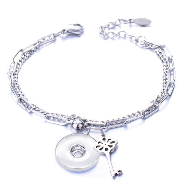 Metal Stainless steel 18mm snap button chain bracelet Love