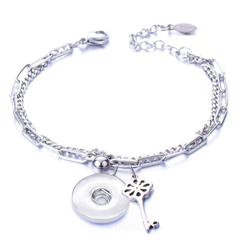 Metal Stainless steel 18mm snap button chain bracelet Love
