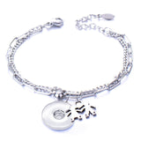 Metal Stainless steel 18mm snap button chain bracelet Love