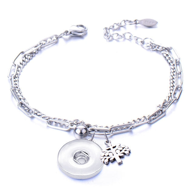 Metal Stainless steel 18mm snap button chain bracelet Love