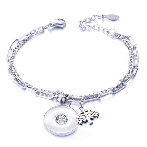Metal Stainless steel 18mm snap button chain bracelet Love