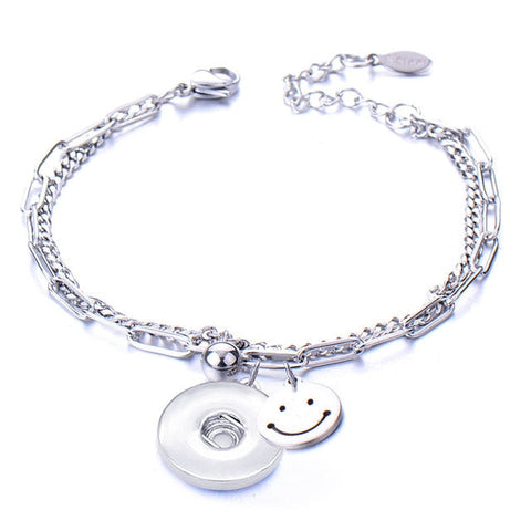 Metal Stainless steel 18mm snap button chain bracelet Love