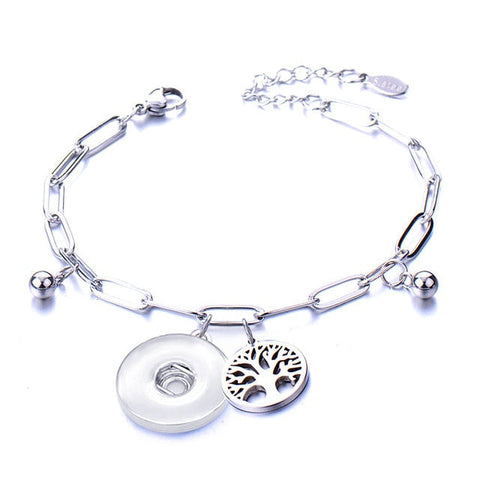 Metal Stainless steel 18mm snap button chain bracelet Love