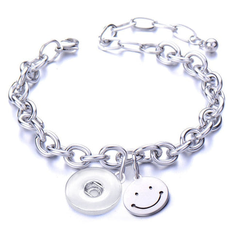 Metal Stainless steel 18mm snap button chain bracelet Love