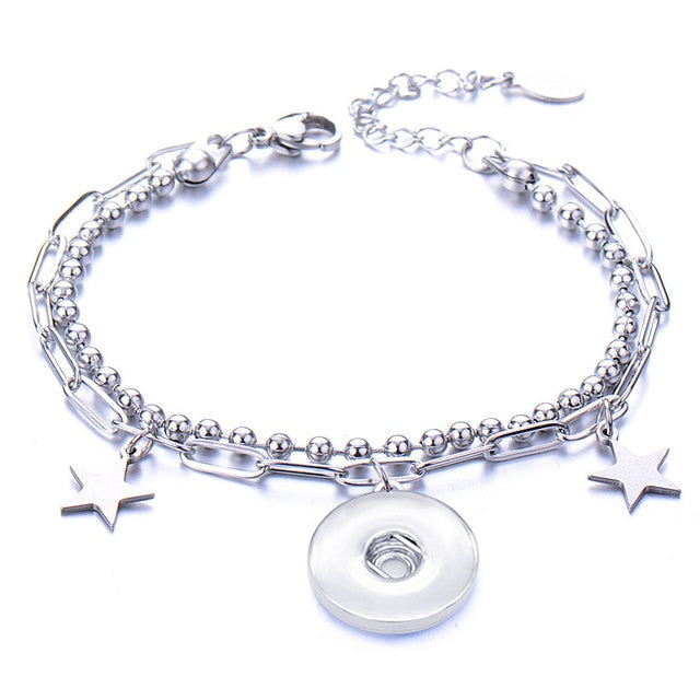 Metal Stainless steel 18mm snap button chain bracelet Love
