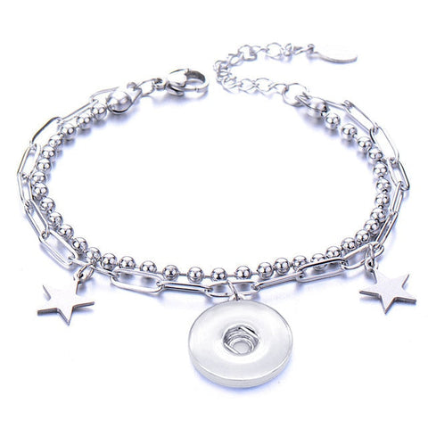 Metal Stainless steel 18mm snap button chain bracelet Love