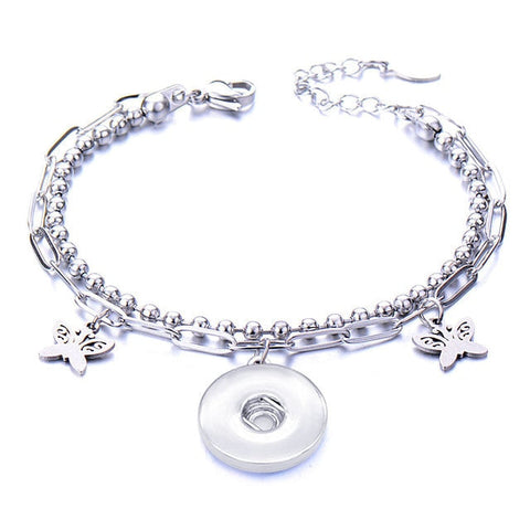 Metal Stainless steel 18mm snap button chain bracelet Love