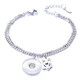 Metal Stainless steel 18mm snap button chain bracelet Love