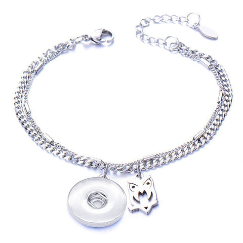 Metal Stainless steel 18mm snap button chain bracelet Love
