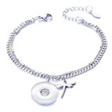 Metal Stainless steel 18mm snap button chain bracelet Love