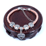 Hand Woven Rope Chain Charm Bracelet Best Friend Dog Paw Charm Bracelet for Pet Lovers