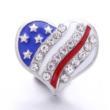 Independence Day USA Flag Stars Crystal 18-20mm Metal Snap Button Charm