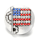 Independence Day USA Flag Stars Crystal 18-20mm Metal Snap Button Charm