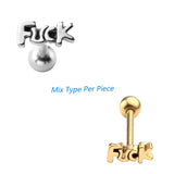 2 pcs 14G 1.6mm  Piercing Langue Barbell Stainless Steel Tongue Rings Sexy naughty word Jewelry