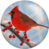 Christmas 18mm Round Cardinals Glass Cabochon Making Findings DIY Snap Button Charm