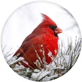 Christmas 18mm Round Cardinals Glass Cabochon Making Findings DIY Snap Button Charm