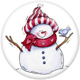 Christmas Snowman snap button charms  Glass Cabochon 18mm  Snap Button