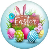 Happy Easter 18mm Round Glass Cabochon Making Findings DIY Snap Button Charm